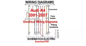 AUDI A4 2001-2007 Schematy okablowania elektrycznego Oryginalne fabryczne PDF Instrukcja - Zdjęcie 1 z 1