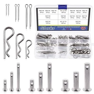 122Pcs 4 Styles Clevis Cotter Hair Dowel Pin Assortment Set, 15 Size Metal Pin F - Picture 1 of 7