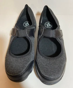 Propet Women's Onalee Mary Jane Flat Grey/Black Comfort Stretch Strap WAA003J - Picture 1 of 5