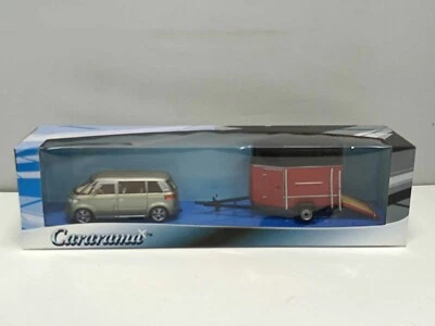 Volkswagen Microbus 2001 Verde  Green + Van Porta Cavalli - Cararama 1:43 Nuovo - Immagine 1 di 4