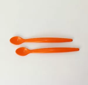 Tupperware Tuppercare Baby 2x Feeding Spoons Super Soft Orange - Picture 1 of 1