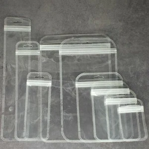 200 bolsas de plástico transparente con cierre de polietileno sello con cremallera con orificio colgante 2,36 mil - Imagen 1 de 11