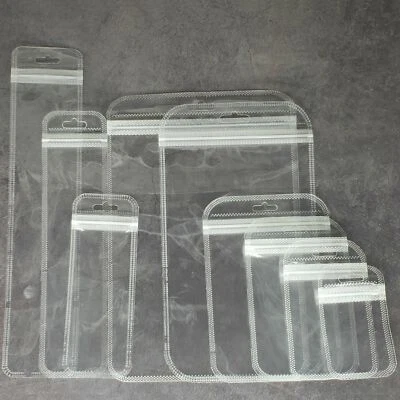 200 Clear Reclosable Plastic Poly Bags Zip Seal with Hang Hole 2.36 MIL - Image 1 of 4