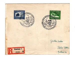 Germany 1938 Zeppelin Illustrated Postmark - Registered Cover - - Bild 1 von 2