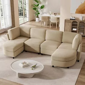 125.98" Modular Sectional Couches with Ottomans, U Shaped Sectional Sofa - Picture 1 of 9