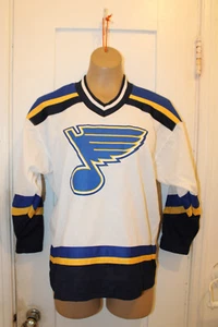 CCM NHL St Louis Blues Hockey Jersey Bianco Gioventù L/XL Air-Knit Maska Vintage - Foto 1 di 6