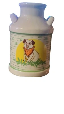 Vintage Milk Jug Vase with Pig 6" Spoon Holder Kitsch Kitchen Decor  - Image 1 of 4