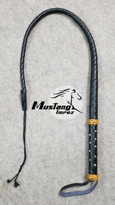 5ft Braided PU Leather Stockwhip Stock Whip Bullwhip Bull Whip Wooden Handle - Picture 1 of 4
