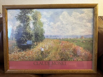 Marco de roble impresión artística museo 23 x 30 prado con álamos enmarcado por Claude Monet Foto 1 de 4