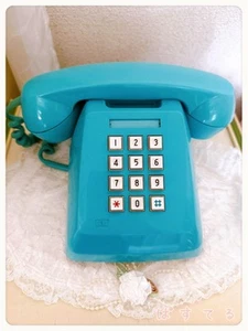 Showa retro Push button Green phone Interior object Pre-owned No practical use - Afbeelding 1 van 12