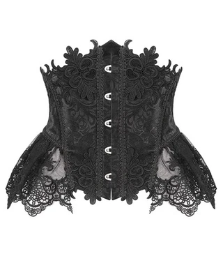 Devil Fashion Womens Gothic Lace Embellished Waist Cincher Corset Belt Black - Image 1 of 4