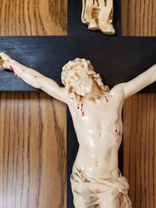 Antique Large Wooden Wall Crucifix 22" x 11.5" Religious Cross of Jesus/ INRI - Picture 1 of 20