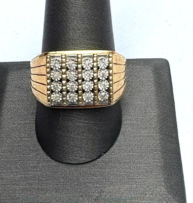 ANILLO SELLO HOMBRE JWBR PLATA ESTERLINA 925 VERMEIL Y DIAMANTES TALLA 10 Foto 1 de 4