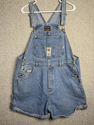 Vintage 90s/Y2K Route 66 Overalls Shorts Shortalls Light Blue Wash Women's LARGE - Image 1 of 4