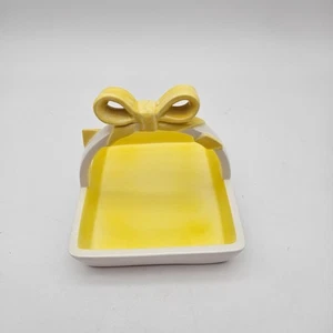 Vintage Fitz and Floyd Yellow Bow Ribbon White Tray Dish - Picture 1 of 10