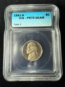 1981 S JEFFERSON NICKEL 5C PF70 ULTRA CAMEO ICG TYPE 2 PR70 DCAM UCAM SKU 3729 - Picture 1 of 2