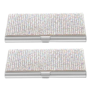 2 Stück Aluminiumlegierung Visitenkarten Halter Tasche Organizer Box für Büro Reisen - Bild 1 von 19