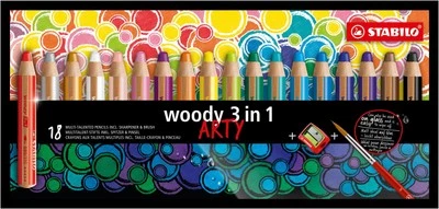 Multi-Talented Art Pencil Set 3 in 1 - 18 Assorted Colors with Sharpener - Image 1 of 4
