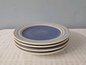 Pfaltzgraff RIO Juego de 4 Platos de Ensalada Blanco con Bandas a Rayas Azules México 8 5/8" - Imagen 1 de 4