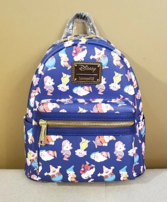 Mini Mochila Loungefly Disney Blancanieves y Siete Enanitos AOP Azul NUEVA Foto 1 de 4