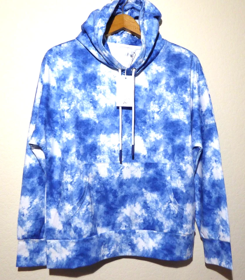 Only Play Hoodie Tie Dye Blue Sweat Top Jaida Sizes S To XL Pockets Long Sleeve - Image 1 of 4