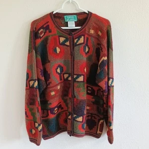 Sidriks Peruvian Handicrafts Baby Alpaca Sweater Cardigan Abstract Geometric XL? - Picture 1 of 7