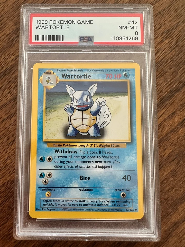 1999 POKEMON GAME WARTORTLE #42 PSA 8 NM-MT  - Image 1 of 2