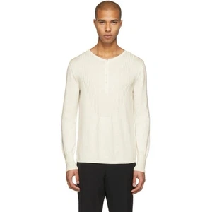 Suéter Alexander McQueen Marfil Acanalado Tejido Henley Seda Algodón Para Hombre’s L - Imagen 1 de 3