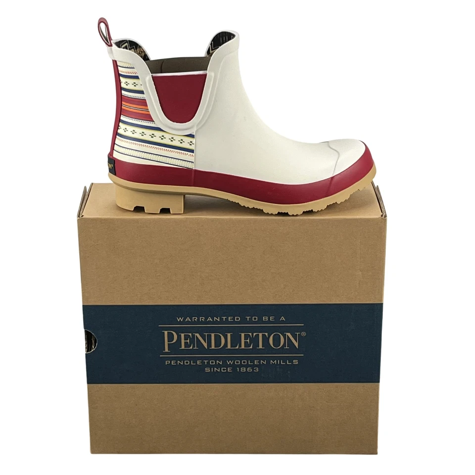 Botas de chuva femininas Pendleton tamanho 9 impermeável borracha listra paloma sapato - Imagem 1 de 1