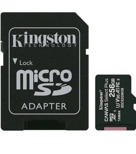 Kingston 256GB SD Karte Speicherkarte Micro SD inkl. Adapter 100MB/s Klasse A1 - Bild 1 von 3