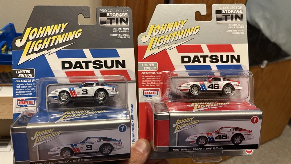 Johnny Lightning 1981 Datsun 280ZX BRE Tribute 2 Car Set Collector Tins  1/64 - Image 1 of 1