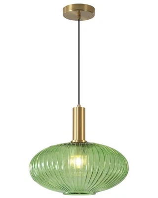 Lighting Modern Gold Pendant Light Kitchen Island Lighting Large Green Glass - Image 1 of 3