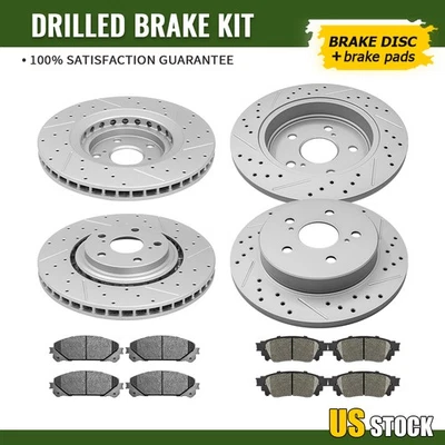 Передние задние перфорированные роторы и тормозные колодки для 2015-2020 2021 NX200t NX300 NX300h - Изображение 1 из 4