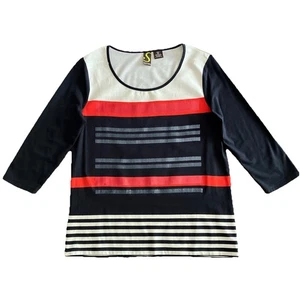 Sportelle Womens Red White Blue Nautical Boat Holiday Tunic Sequins 3/4 Sleeve M - Picture 1 of 8