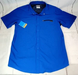 Columbia Omni-Shade UPF 50 Short Sleeve Fishing Shirt, Men Sz XL, Blue Omni Wick - Picture 1 of 10