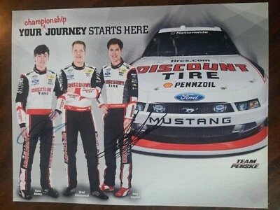 Tarjeta postal autografiada Team Penske 2014 8x10 NASCAR Joey Logano Brad Keselowski Foto 1 de 2