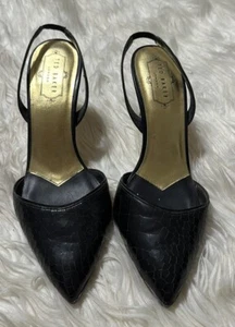"Zapatos de salón/zapatos Ted Baker London de cuero con patrón de serpiente tacón abierto de 3,5""" - Imagen 1 de 10