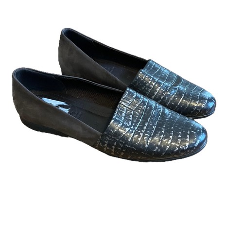 Mocassini bassi ECCO donna in pelle bicolore modello coccodrillo marrone taglia 39