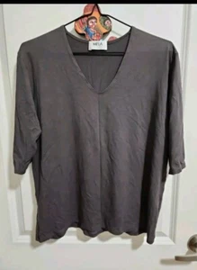 MELA PURDIE V-neck Jersey Half Sleeve Kelp Brown, Size L/14 BNWOT - Picture 1 of 4