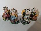 Cow Figurines Porcelain Ceramic Set Of 4 Pre-owned