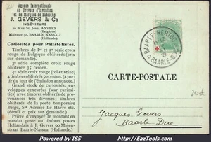 BELGIQUE N°129 SUR CARTE POSTALE AVEC CAD BAARLE HERTOG DU 16/11/1915 - Picture 1 of 2