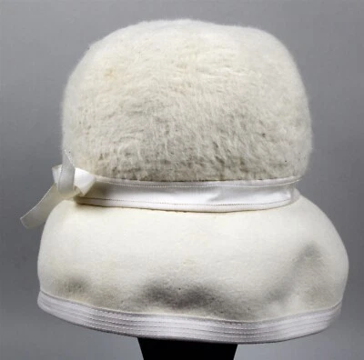 SOMBRERO CUBO Vintage Flapper Dama Fieltro Color Crema Italia ESTILO POR CORALIE Talla 7 Foto 1 de 4