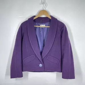 Vintage Planet Wool Coat Womens 8 Purple Short Cropped Smart Jacket - Picture 1 of 8