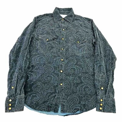 Camisa Ryan Michael Hombres Gris Perla Snap Western Rodeo Seda Paisley-SM-0907 Foto 1 de 4