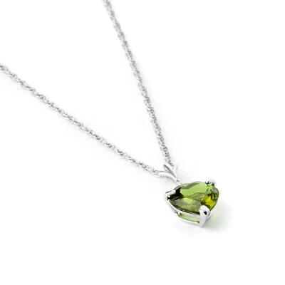 14K Solid Gold Necklace Heart Shape 1.15 ct Natural Peridot August Birthstone - Image 1 of 4