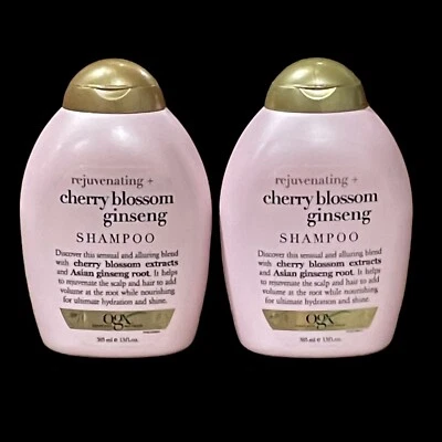 RARE OGX Cherry Blossom Ginseng Shampoo Rejuvenating 13 fl oz New Lot Of 2 - Image 1 of 3