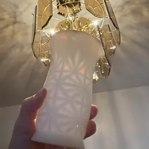 Vintage (1960’s) Hazel Atlas Milk Glass 5.75” Vase. Ruffle Top. Starburst Design - Picture 1 of 13