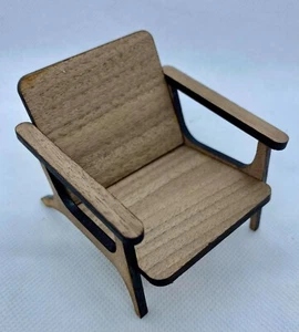 Dollhouse Miniature HALF Scale MCM Lounge Chair KIT - WALNUT - 1:24 - Picture 1 of 3
