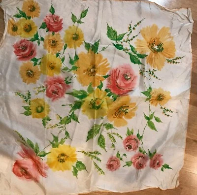 Pañuelo bufanda Japón borde enrollado repelente al agua rayón amarillo floral Foto 1 de 4