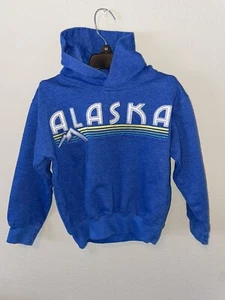 PRAIRIE MOUNTAIN Kids Pullover Hoodie ALASKA Blue/Yellow Sz 6/8 Cotton Blend EUC - Picture 1 of 4